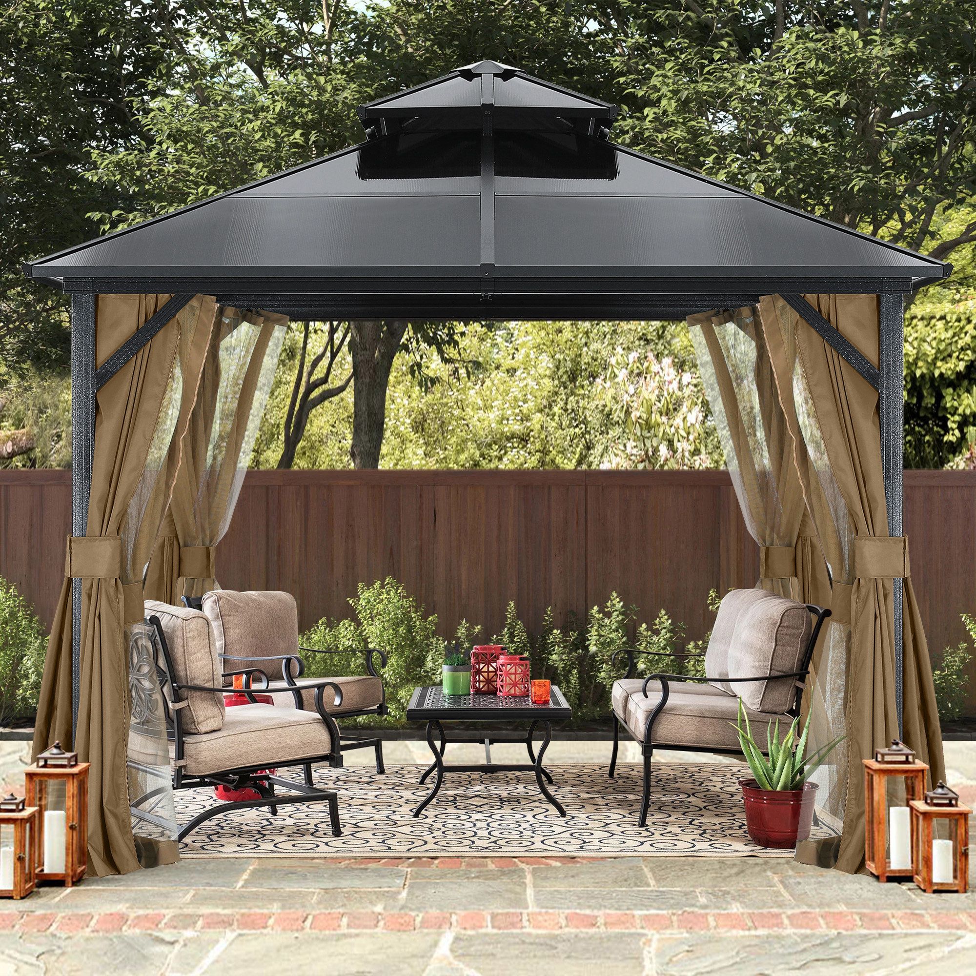 Abccanopy 10 Ft. W X 10 Ft. D Aluminum Patio Gazebo The Polycarbonate ... within 10x10 Aluminum Gazebos What You Need to Know Before You Buy