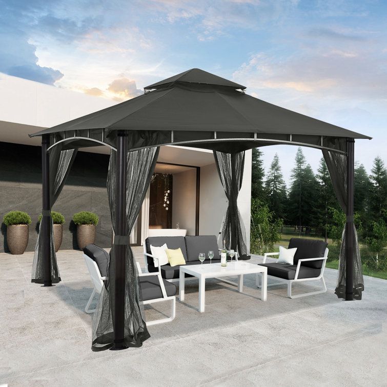 Abccanopy The Soft Roof Gazebos 10 Ft. W X 10 Ft. D Steel Patio Gazebo ... inside Weathering the Seasons Exploring the Durability of Steel Patio Gazebos