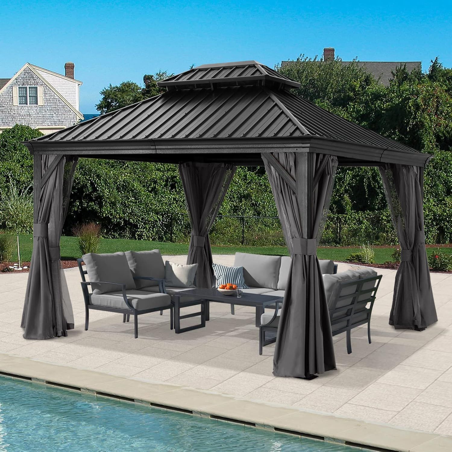 Amazon.com : Abccanopy Hardtop Gazebo 10X12 - Outdoor Metal Hard Top ... within Aluminum Patio Hardtop Gazebo