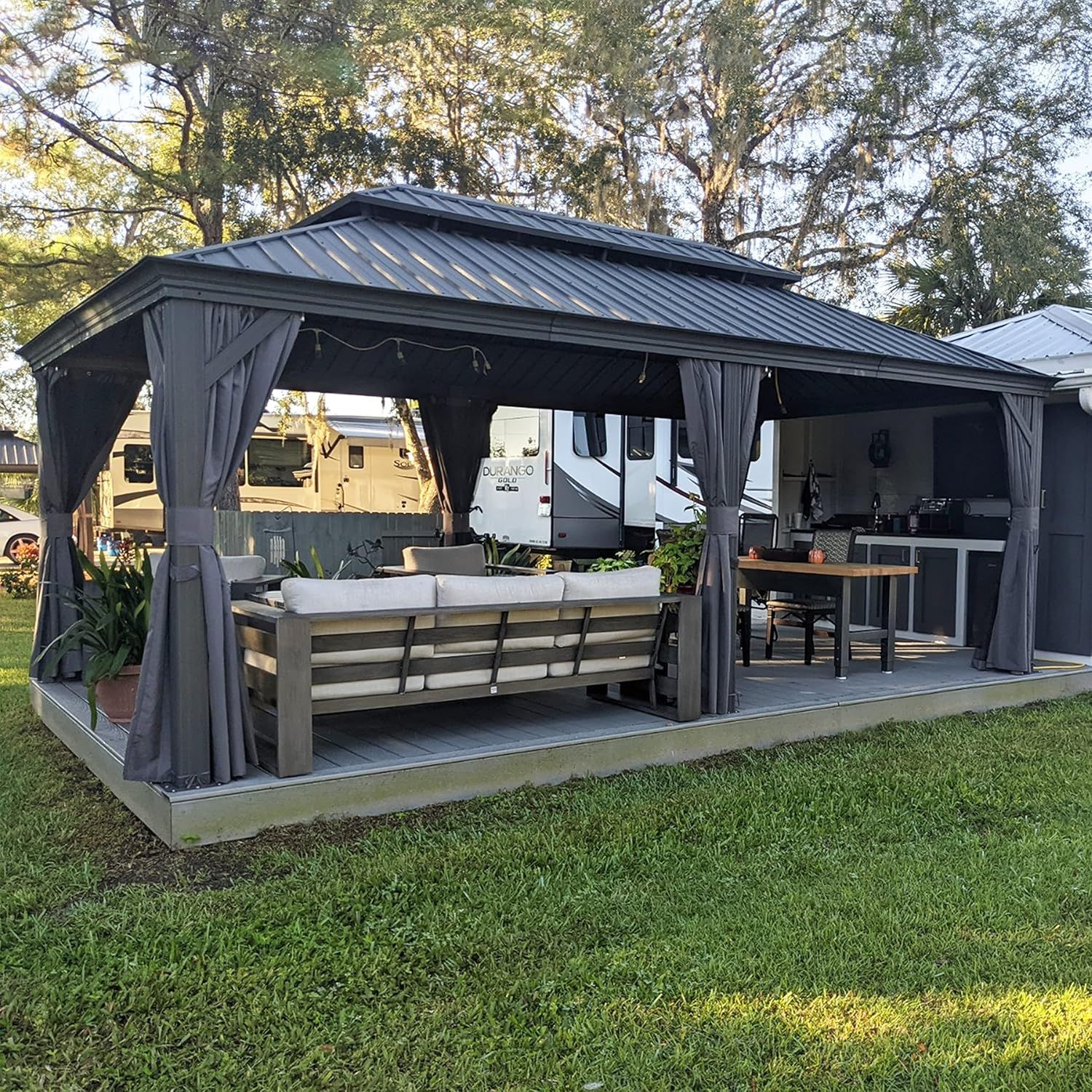 Amazon.com : Purple Leaf 12' X 20' Permanent Hardtop Gazebo Aluminum ... with regard to Aluminum Patio Hardtop Gazebo