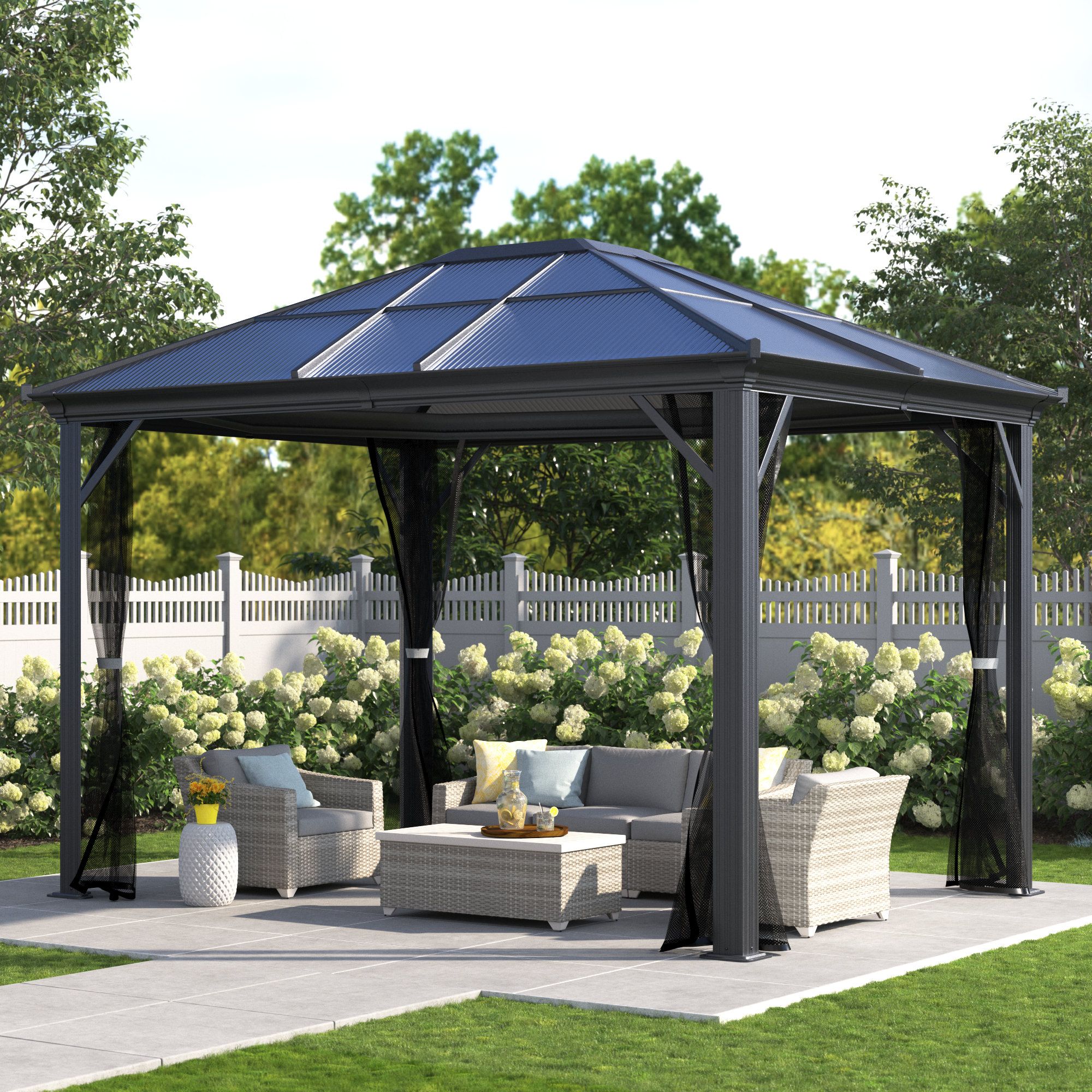 Arlmont & Co. Celesse 10 Ft. W X 10 Ft. D Aluminum Patio Gazebo ... throughout 10 Ft. W X 10 Ft. D Aluminum Patio Gazebo