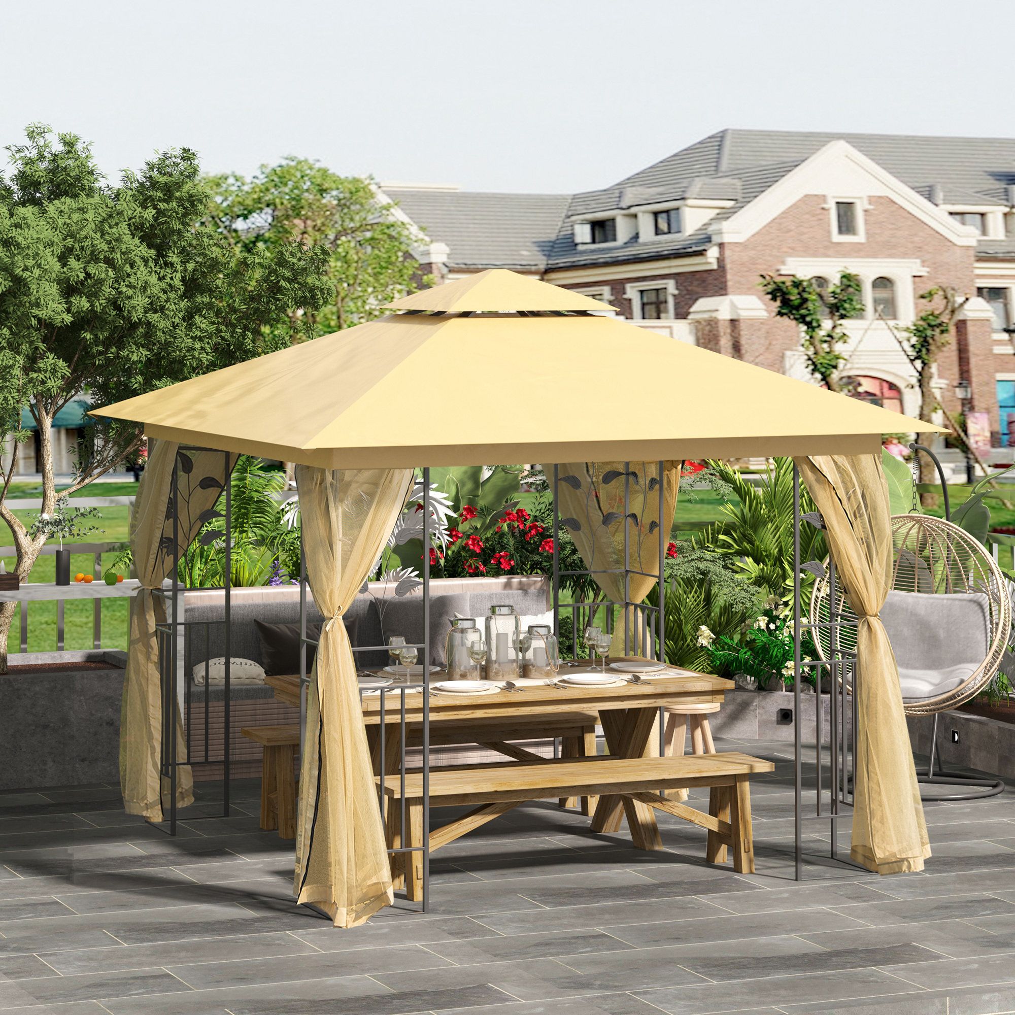Arlmont &amp; Co. Sidh 10 Ft. W X 10 Ft. D Metal Patio Gazebo | Wayfair throughout Weathering the Seasons Exploring the Durability of Steel Patio Gazebos