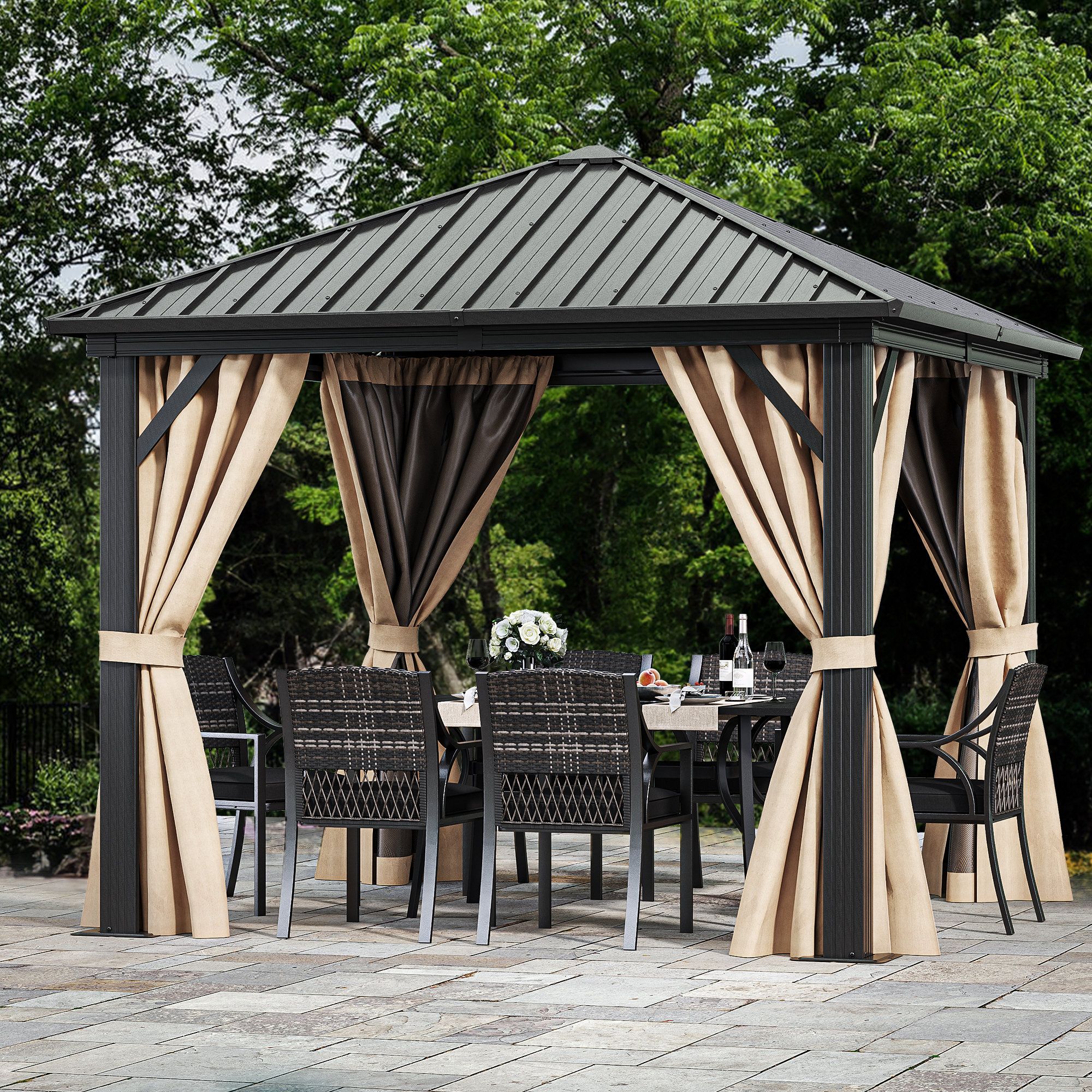 Balconera 10 Ft. W X 10 Ft. D Aluminum Patio Gazebo | Wayfair pertaining to Maximizing Your Backyard Space A Deep Dive into 10x10 Gazebo Options