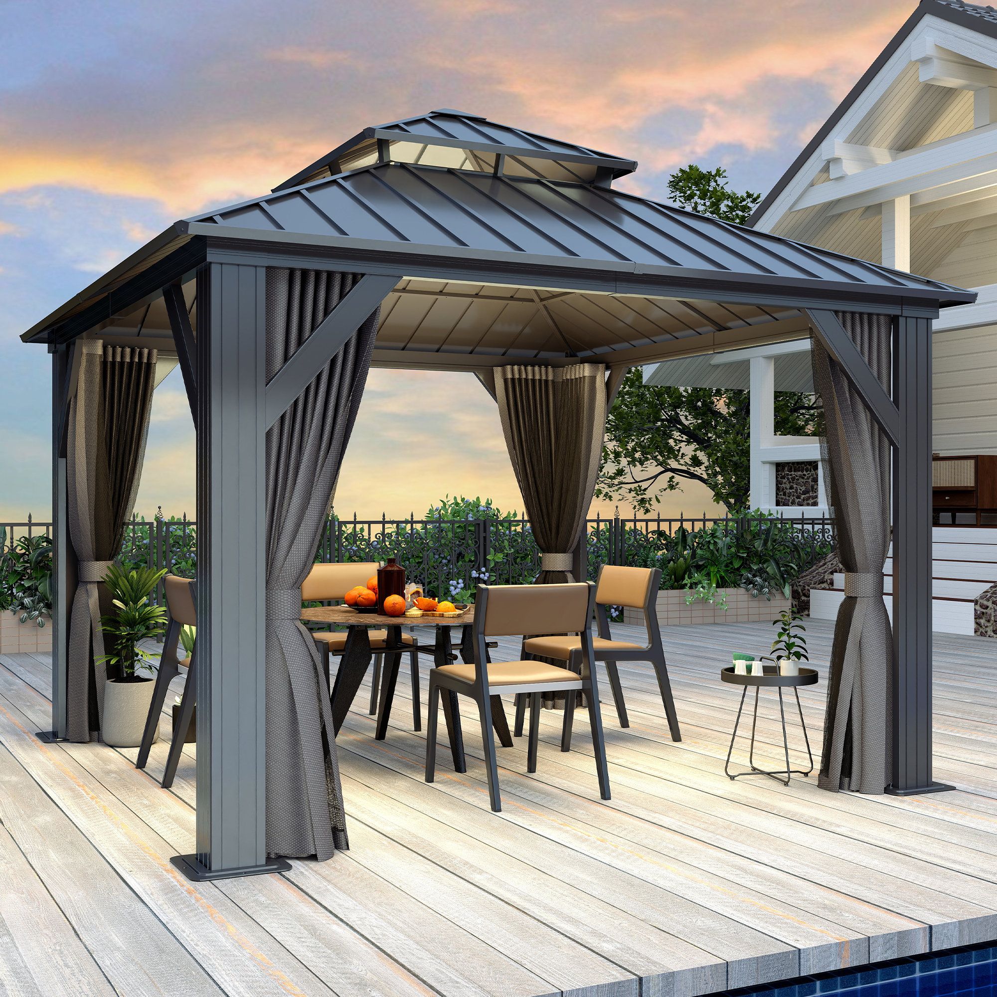 Coveronics 10 Ft. W X 10 Ft. D Aluminum Double Roof Patio Gazebo With ... with regard to Maximizing Your Backyard Space A Deep Dive into 10x10 Gazebo Options