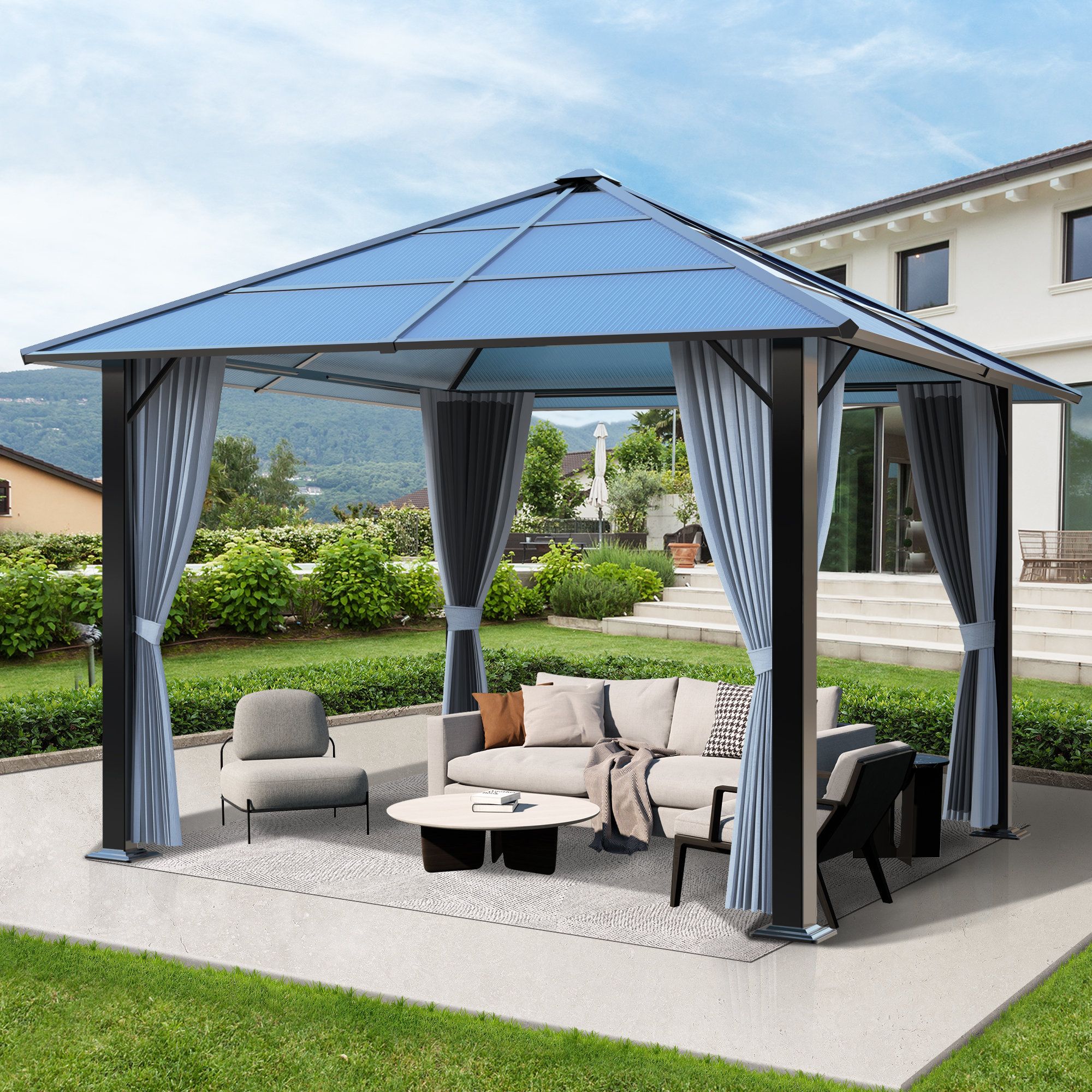 Coveronics 10 Ft. W X 10 Ft. D Steel Patio Gazebo - Polycarbonate ... intended for 10 Ft. W X 10 Ft. D Hardtop Patio Gazebo With Double Roof