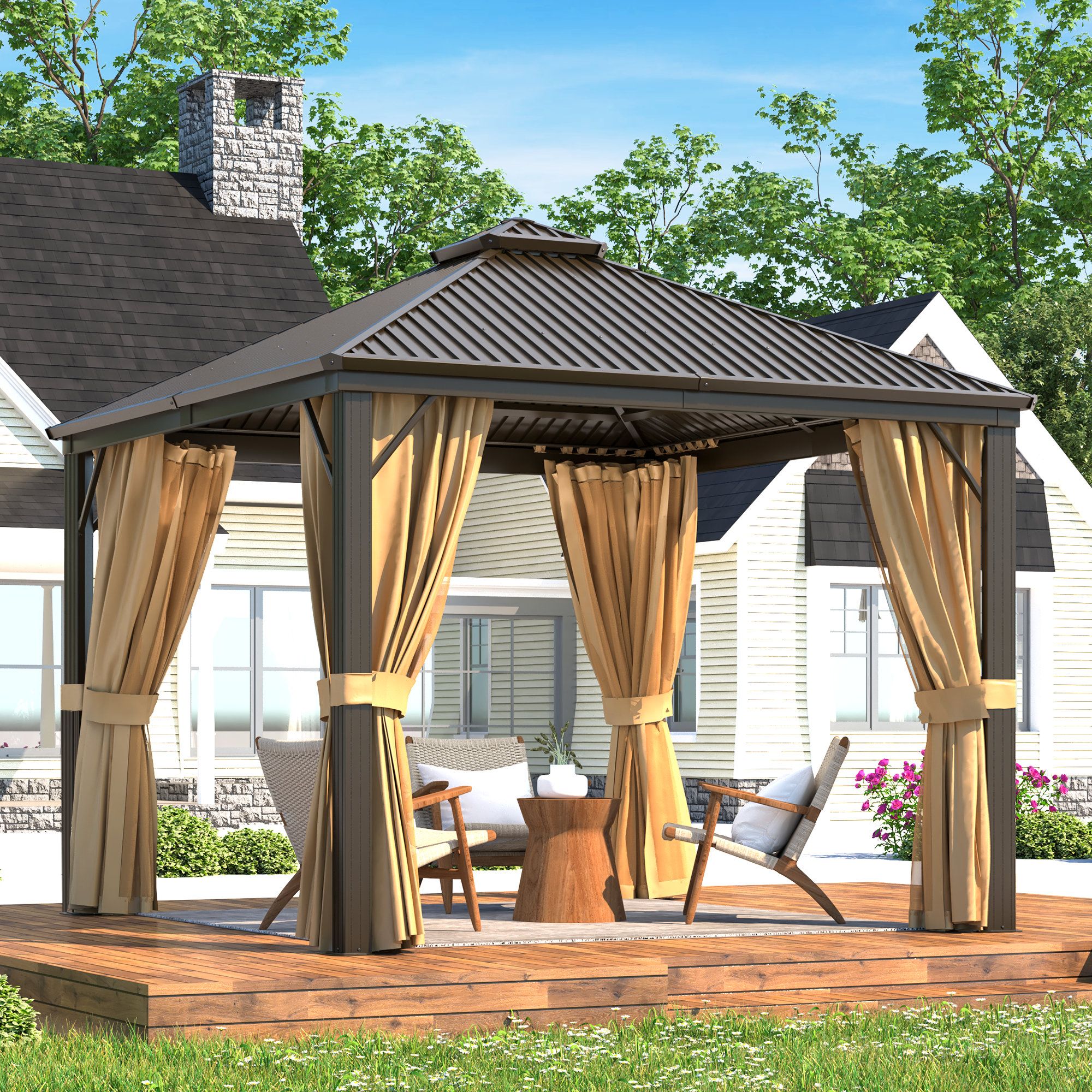 Erommy 10 Ft. W X 10 Ft. D Aluminum Patio Gazebo | Wayfair throughout Maximizing Your Backyard Space A Deep Dive into 10x10 Gazebo Options