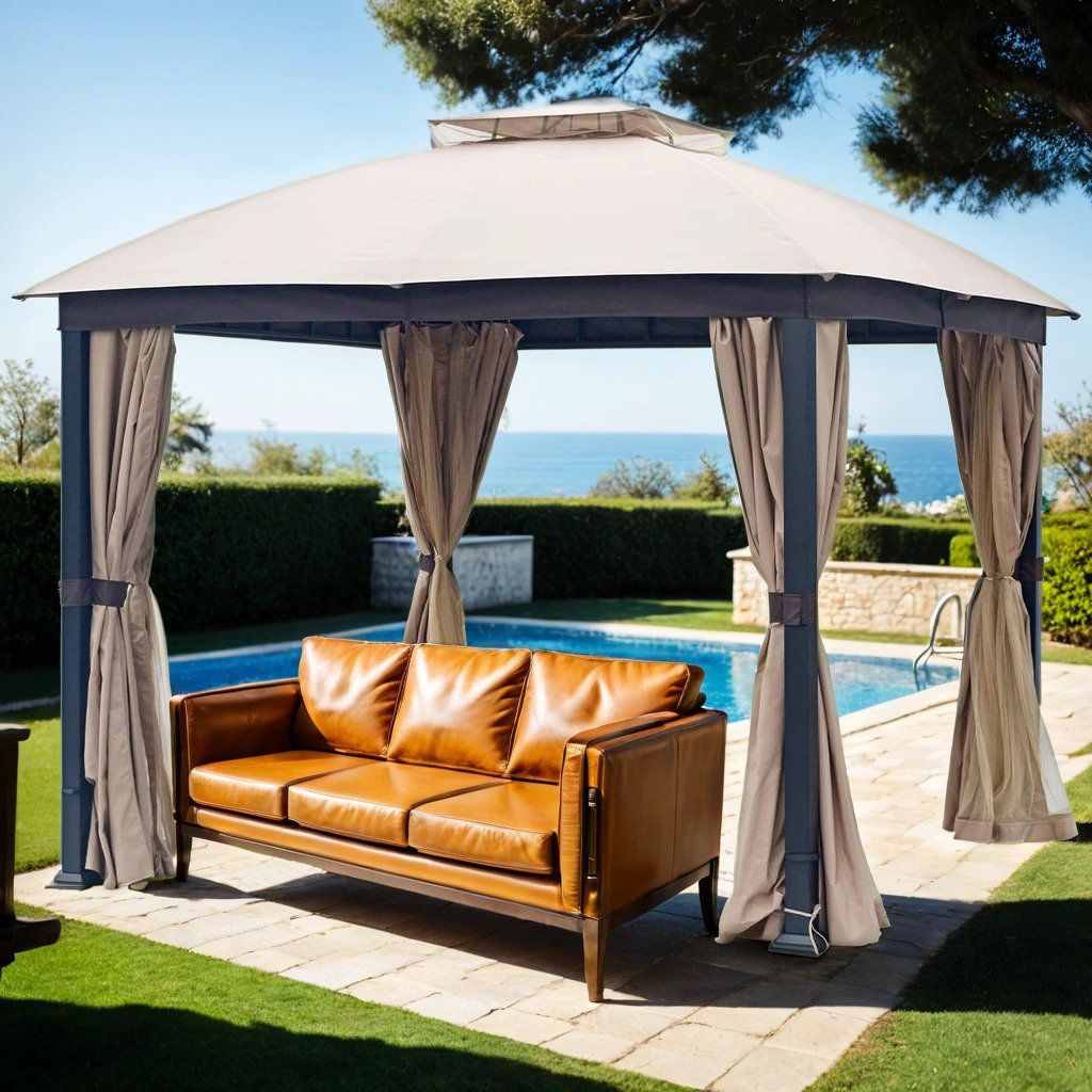 Harmony Edge 10 Ft. W X 10 Ft. D Steel Patio Gazebo | Wayfair pertaining to 10 Ft. W X 10 Ft. D Steel Patio Gazebo The Soft Roof Gazebos