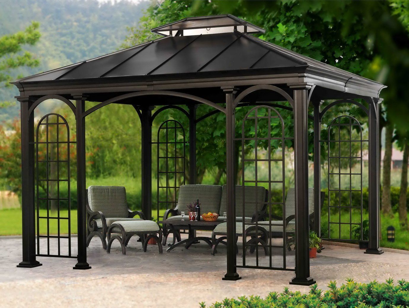 Mastercanopy Patio Aluminum 10X10 Hardtop Gazebo Brown intended for Aluminum Patio Hardtop Gazebo