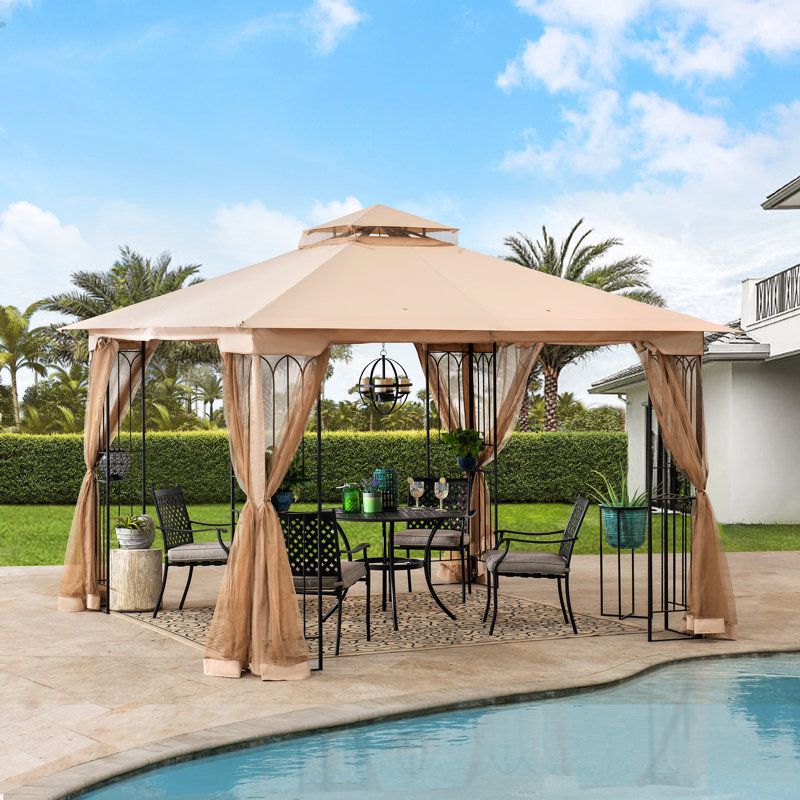 Sunjoy 10 Ft. W X 10 Ft. D Steel Patio Gazebo &amp; Reviews intended for Weathering the Seasons Exploring the Durability of Steel Patio Gazebos