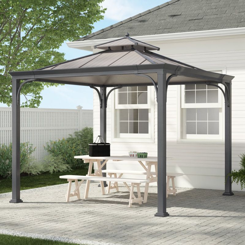 Sunjoy 10 Ft. W X 10 Ft. D Steel Patio Gazebo &amp; Reviews | Wayfair for Weathering the Seasons Exploring the Durability of Steel Patio Gazebos
