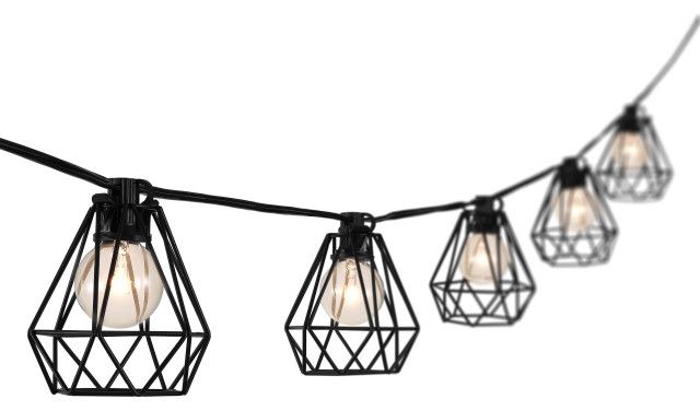 10-Light Indoor/Outdoor 10' Contemporary G40 String Lights, Black ... pertaining to From Garden to Gallery Innovative Uses for Rustic String Lights