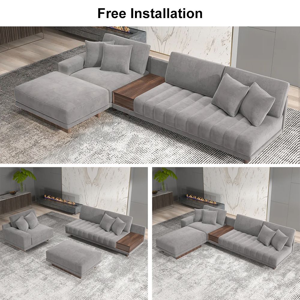 126&quot; L-Shaped Gray Modular Sectional Sofa Chaise With Ottoman For ... for Light Grey Modular Sectionals Maximizing Space and Style in Your Living Room