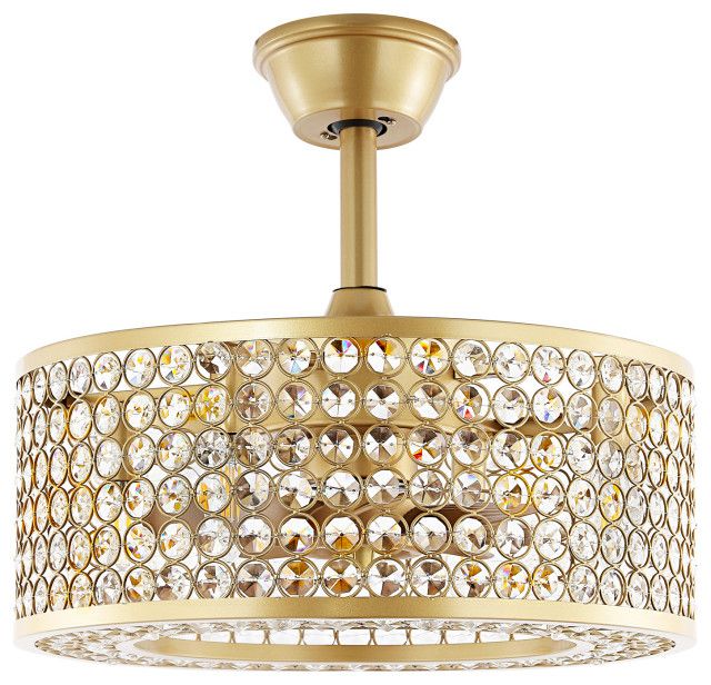 18" Caged Crystal Ceiling Fan With Light Kit And Remote Control ... with 18" Caged Crystal Ceiling Fan With Light Kit And Remote Control, Gold