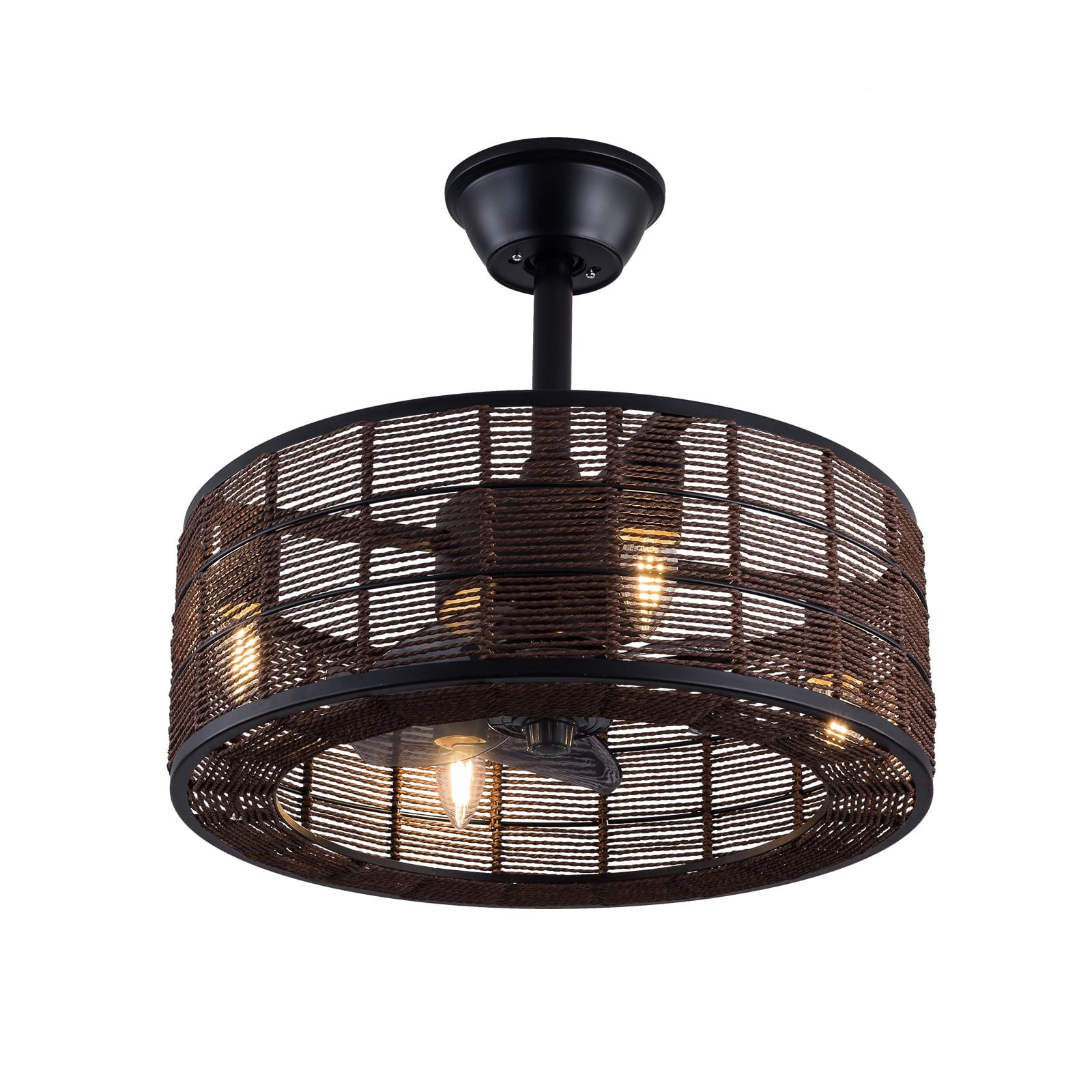 18 Inches Industrial Ceiling Fan With Light And Remote Control, Metal ... throughout Choosing the Right Brown Finish for Your Caged Metal Lampshade Ceiling Fan