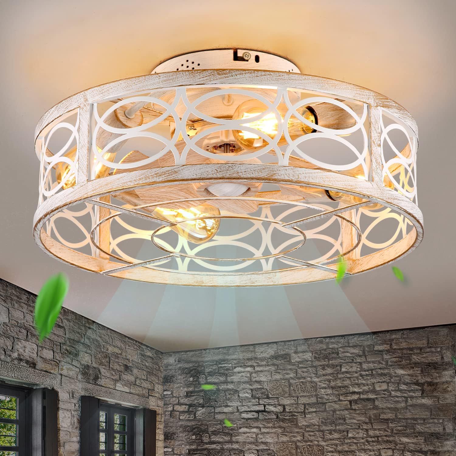 20" Caged Ceiling Fan With Light And Remote,Bladeless Ceiling Fan 6 ... intended for Illuminating Design The Perfect Placement for Your Crystal Caged Fan