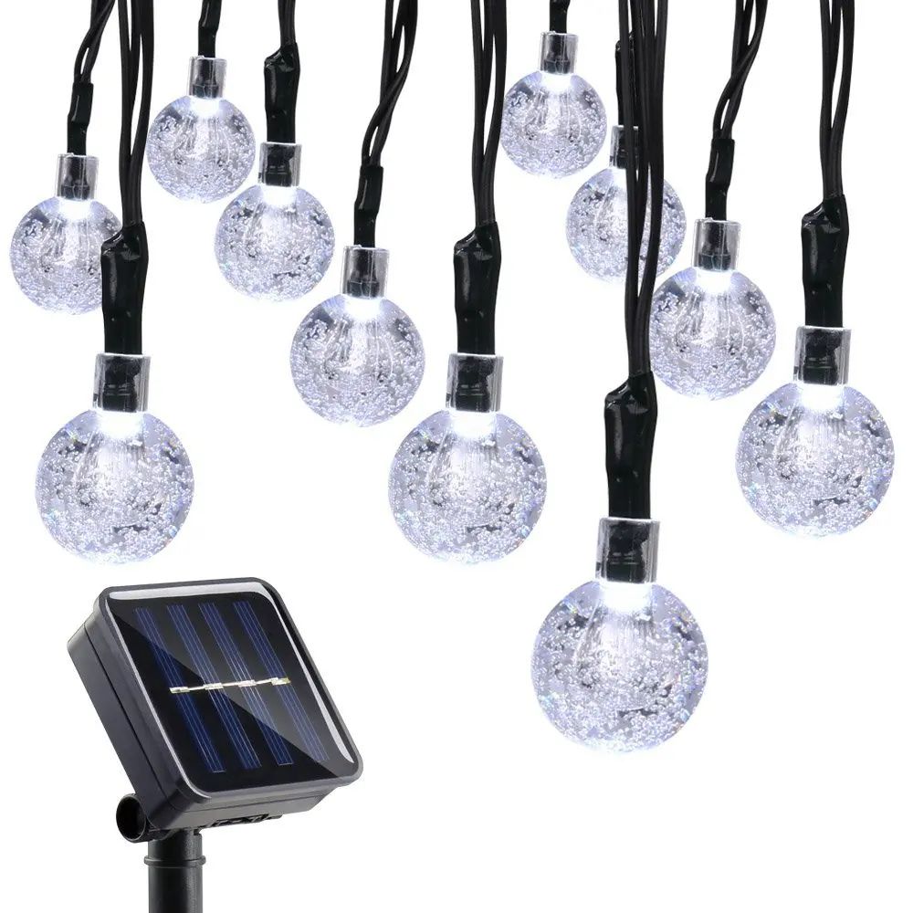 20 Led Solar String Lights Waterproof Crystal Ball Fairy Lights ... inside 20 Count Solar String Light Set
