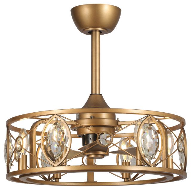 Style and Functionality The Complete Guide to 22 in Indoor Brass Gold Crystal Caged Ceiling Fan Chandeliers