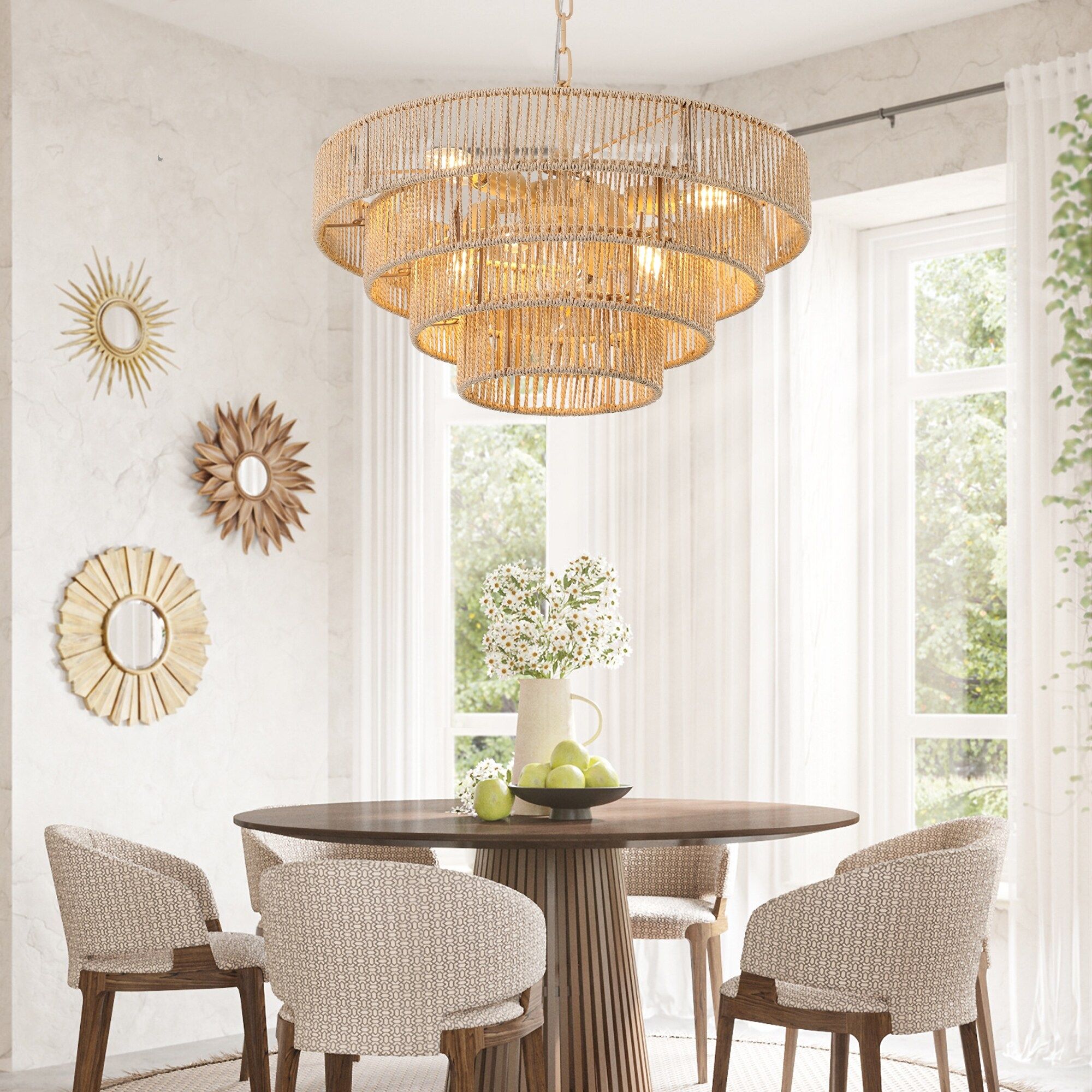 24&quot; Rustic 3-Blade Rattan Cage Ceiling Fan Chandelier With Remote - On ... throughout 24-Inch Farmhouse Rattan Caged Fandelier Ceiling Fan With Remote, Orb