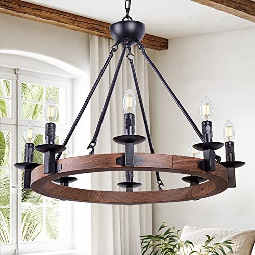 27 Wagon Wheel Chandeliers In Living Room To Blend Right In throughout Wagon Wheel 8-Light Outdoor Round Chandelier In English Bronze Clear Cylinder
