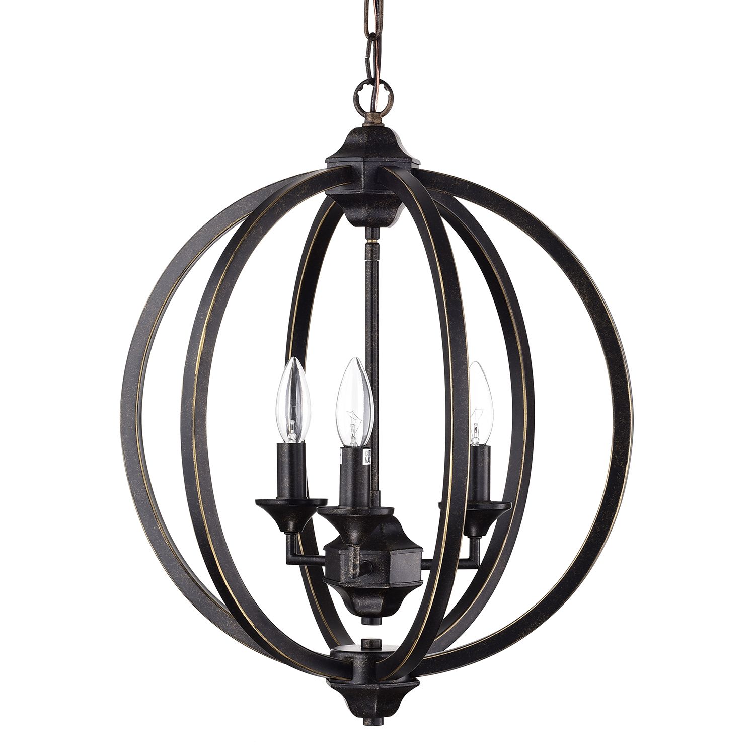 3-Light Antique Bronze Wrought Iron Globe Sphere Orb Cage Chandelier ... intended for Beyond Aesthetics Understanding the Functionality of a Sphere Chandelier in Outdoor Settings
