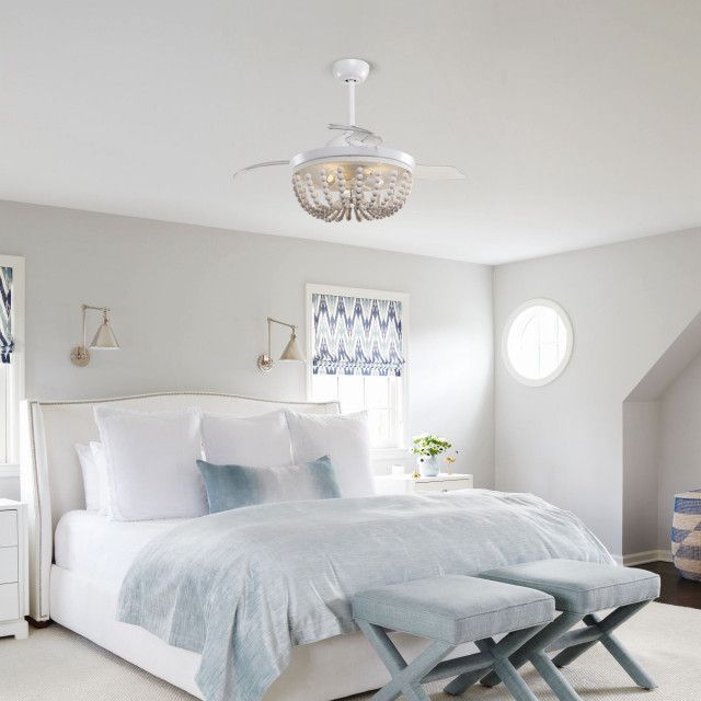 42 In Modern White Ceiling Fan With Retractable Blades - Beach Style - Ceiling Fans - By Flint ... in Maximizing Comfort and Style with a 42-Inch Ceiling Fan with Retractable Blades
