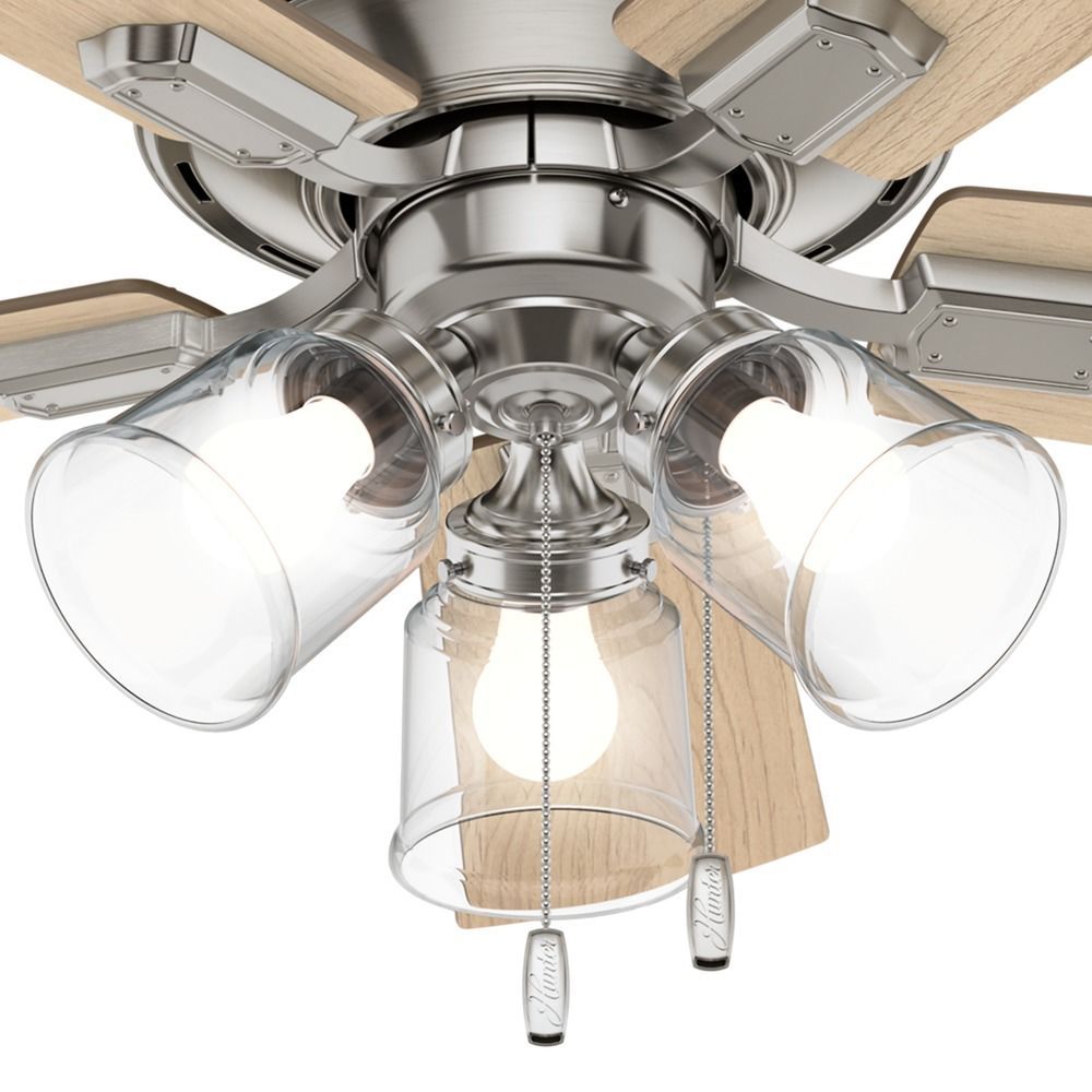 42-Inch Brushed Nickel Led Ceiling Fan By Hunter Fan Company | 52154 ... regarding Small Space Solutions How This Flush Mount Fan Enhances Any Room