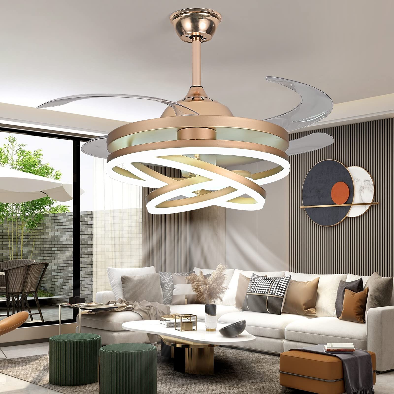 42" Invisible Ceiling Fan Chandelier Light,Modern Diy Ceiling Fan Light Remote Control 4 ... with Beyond Cooling Understanding the Features and Benefits of 41.73 Modern Ceiling Fans