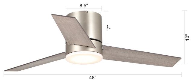 48 In Modern Flush Mounted Ceiling Fan, Sand Nickel With Dimmable Led And Remote - Transitional ... within 48 In Modern Flush Mounted Ceiling Fan, Sand Nickel With Dimmable Led And Remote