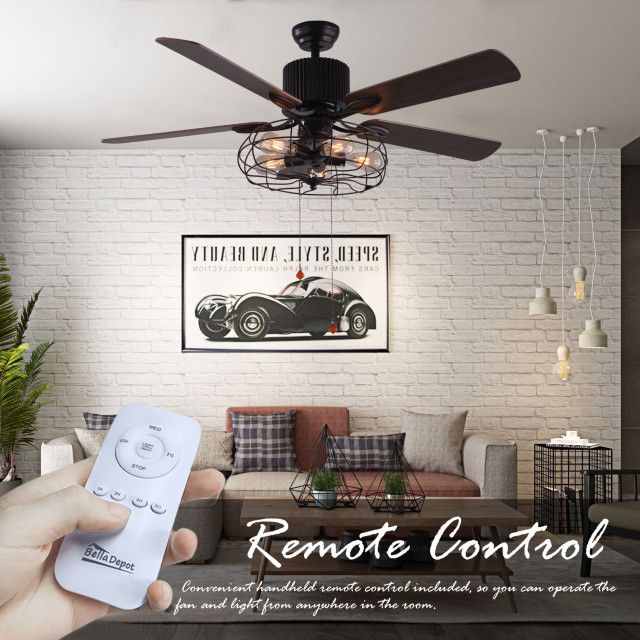 5-Light Black Industrial Ceiling Fan With Remote And Light, Reversible Blades, 42" - Industrial ... for 5-Light Black Industrial Ceiling Fan With Remote And Light, Reversible Blades, 42"