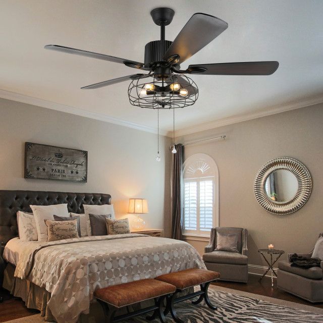 5-Light Black Industrial Ceiling Fan With Remote And Light, Reversible Blades, 42" - Industrial ... regarding 5-Light Black Industrial Ceiling Fan With Remote And Light, Reversible Blades, 42"