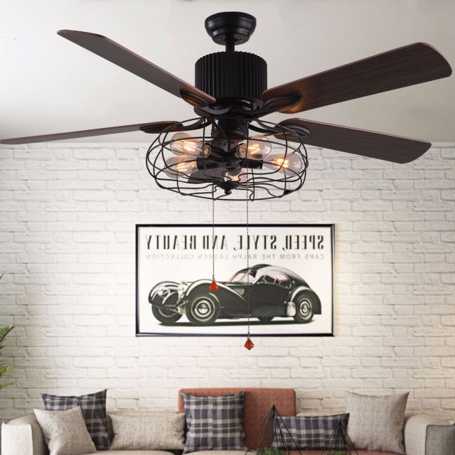 5-Light Black Industrial Ceiling Fan With Remote And Light, Reversible Blades, 42" - Industrial ... within Enhancing Your Home's Aesthetics with Industrial Ceiling Fan Design