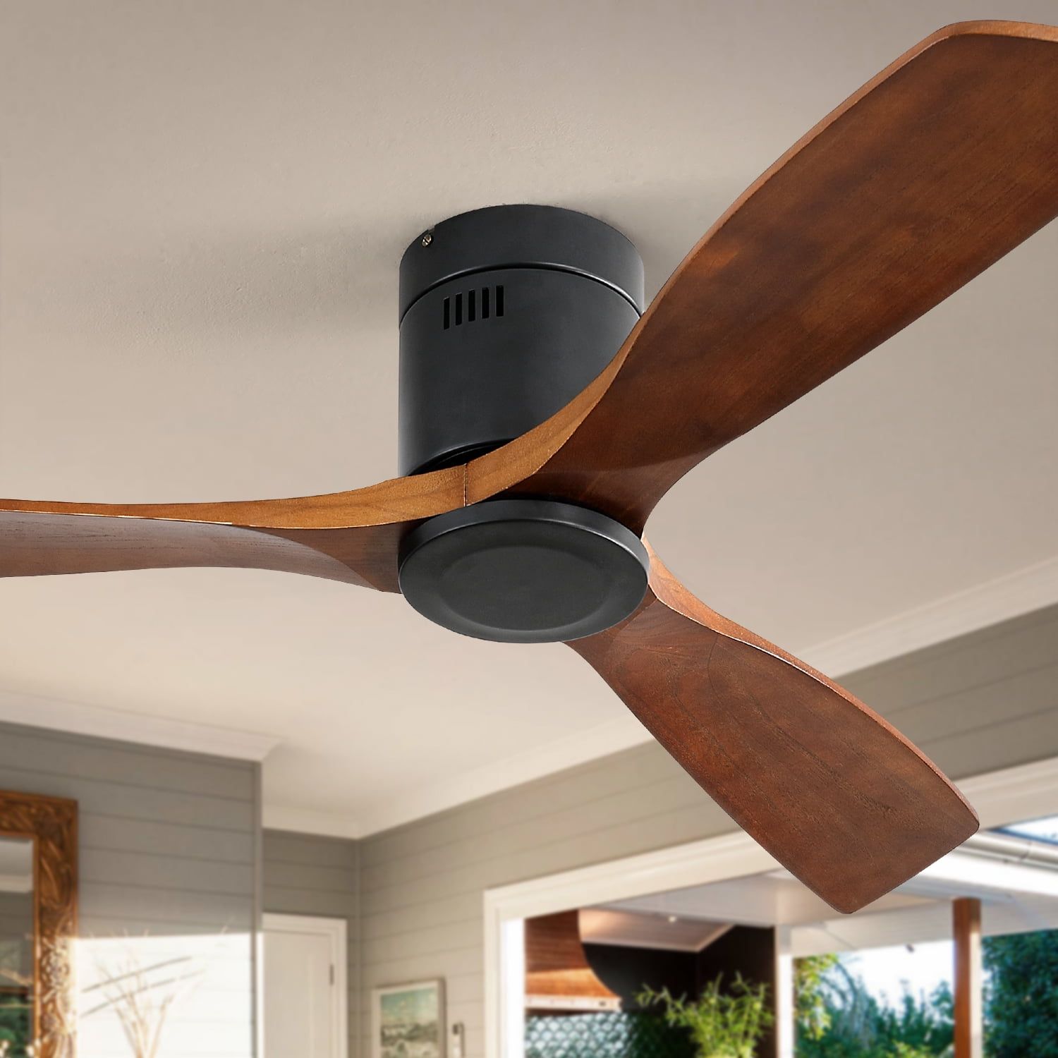 52 Ceiling Fan With Light And Remote Control inside 19.5 In Indoor Farmhouse Flush Mount Led Ceiling Fan With Remote Control