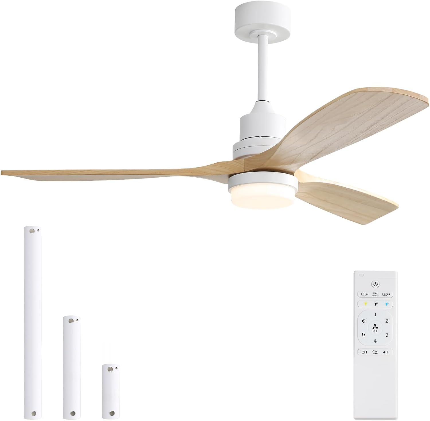 52 "Ceiling Fan With Light Modern Wooden Ceiling Fan Remote Control ... regarding Energy Efficiency and Your Ceiling Fan Understanding LED Lighting