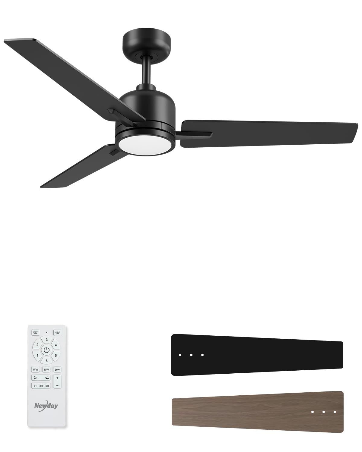 52 Inch Ceiling Fans With Lights And Remote, Black Ceiling Fan With ... with regard to Troubleshooting Common Issues with Your Willacy DC Motor Ceiling Fan