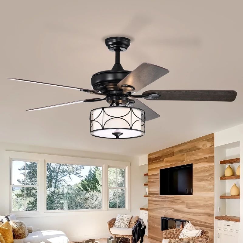 52 Inch Modern Ceiling Fan With Dual Finish Reversible Blades, Matte ... inside The Art of Ambient Lighting with Your Dimmable LED Ceiling Fan