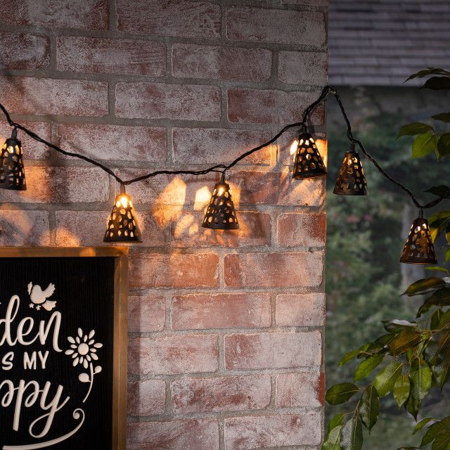 6' Electric Black Metal Cone Patio Lights - Outdoor Rope And String ... in Light Up Your Life Exploring Design Styles and Placement Ideas for Patio Lights