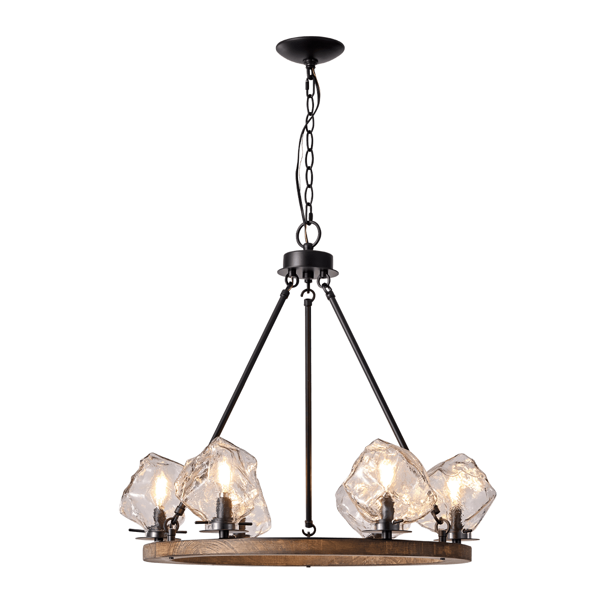 6-Light Farmhouse Chandelier With Wood Finish And Irregular Glass ... in Mastering the Installation of Your Kalco Somers 6-Light Pendant A Step-by-Step Approach