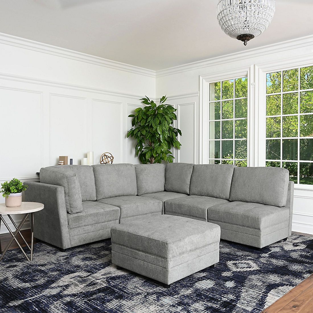 6 Piece Modular Fabric Sectional Sofa | Baci Living Room throughout Partner Furniture Polyester Blend Fabric Modular Sectional Sofa In Gray