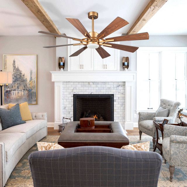 60 In. Indoor/Outdoor Windmill 8-Blade Gold Ceiling Fan With Remote And ... throughout 60 In. Indoor/Outdoor Windmill 8-Blade Gold Ceiling Fan With Remote And Dc Motor