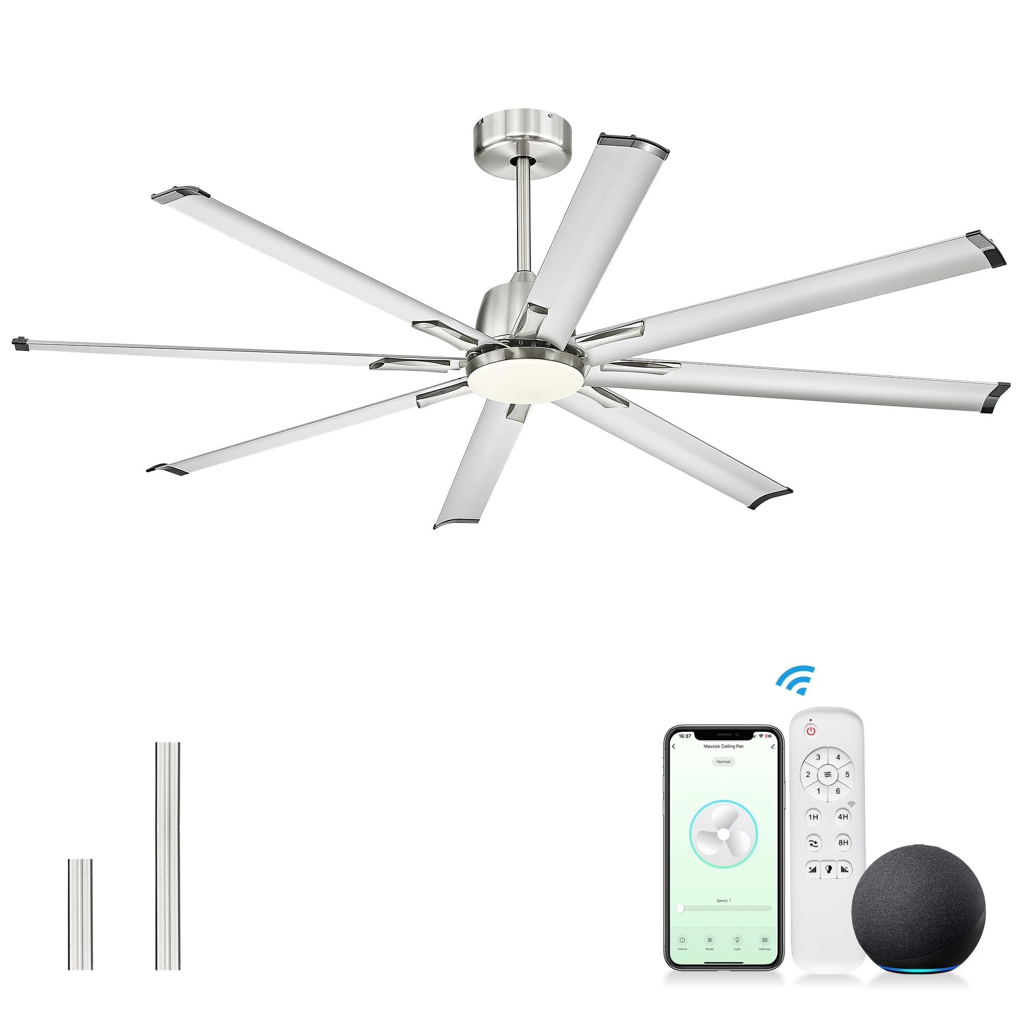 72 Inch Industrial Smart Ceiling Fan With Light And Remote Control ... inside 72-Inch Nickle Contemporary Ceiling Fan With Led And Remote