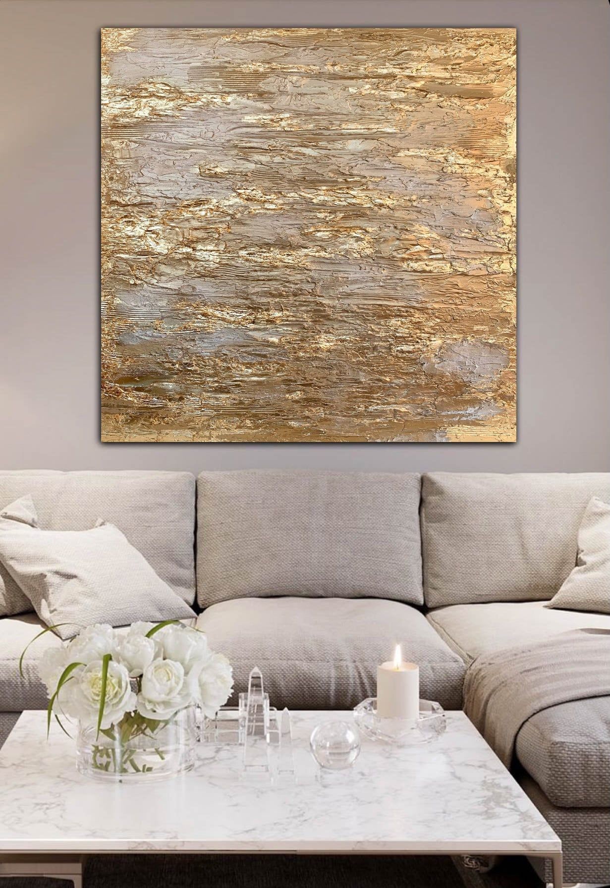 Abstract Painting Gold Texture Modern Art Gold Leaf Wall Art | Etsy with Elias Bronze And Gold Wall Art