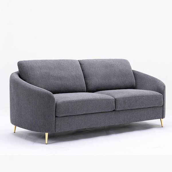 Acme Furniture Yuina 34 In. Rolled Arm Linen Rectangle Sofa In Gray ... pertaining to ACME Dalya Sofa Gray Linen: A Buyer's Handbook for Informed Decision-Making