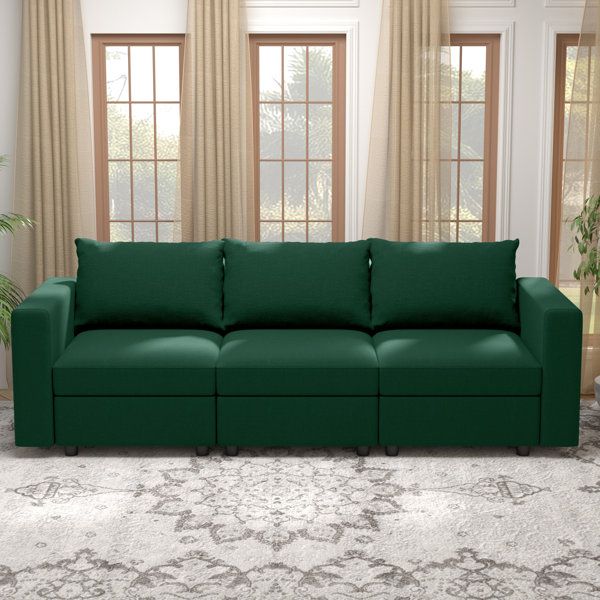 Ainfox 90" W 3 Piece Upholstered Modular Sectional Sofa With Storage ... with Emberson 3-Piece Upholstered Modular Sectional Sofa Ivory