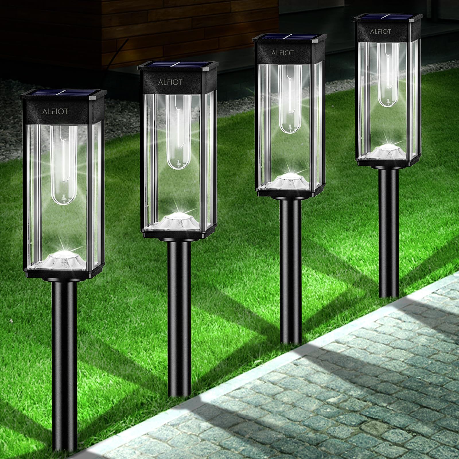 Alfiot Solar Pathway Lights Outdoor,6 Pack Bright Solar Lights Outdoor ... with Solar Powered Multicolor Pathway Lights