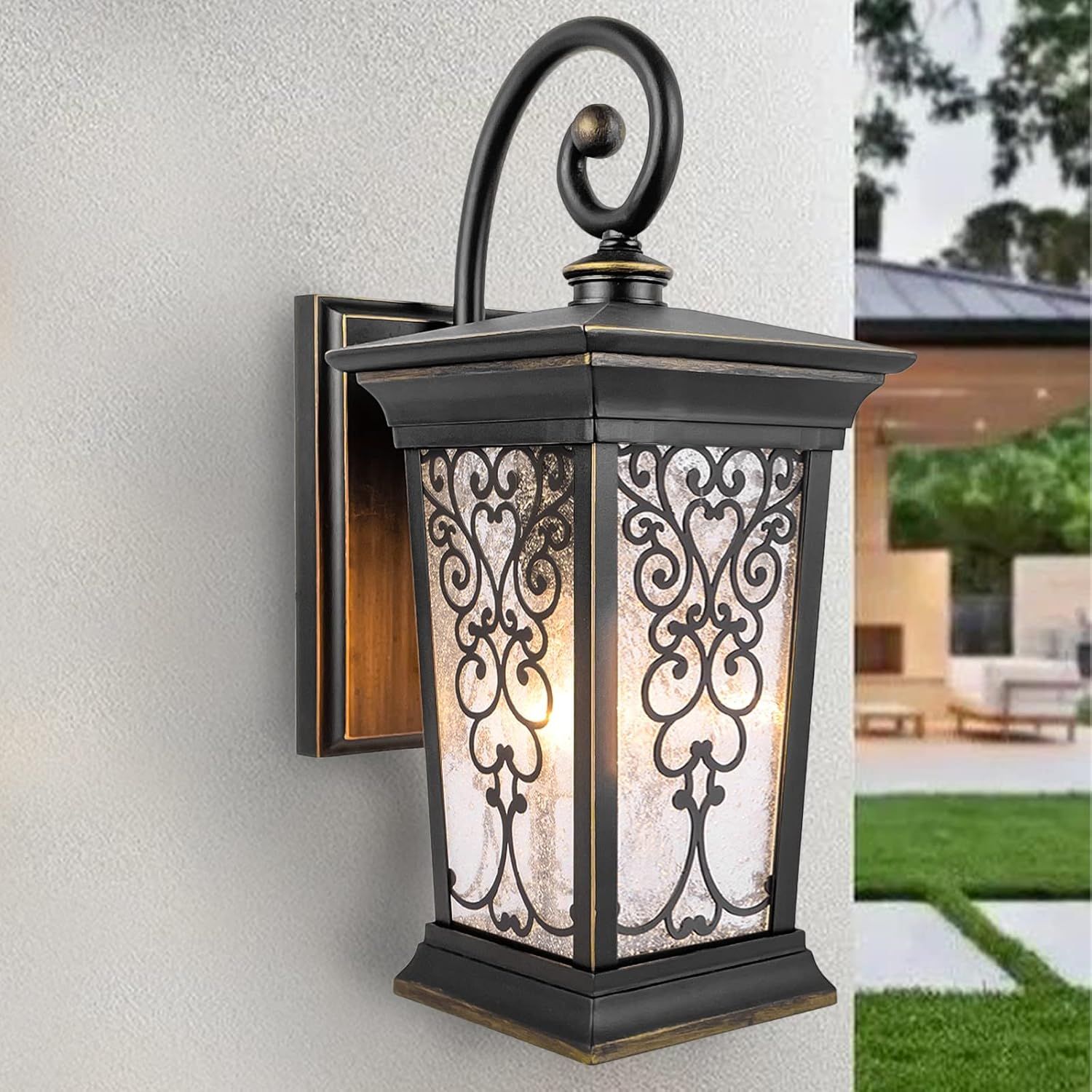 Alvime Outdoor Wall Lights Fixture, Waterproof Lantern For Front Porch ... within Troy Lighting Holden One Light Exterior Lantern
