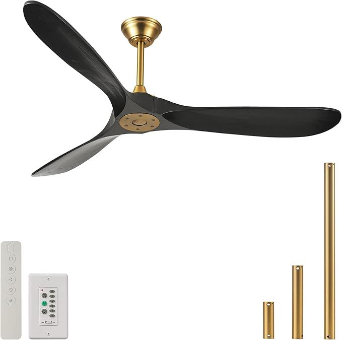 Amazon.com: 60 Inch Black Gold Ceiling Fans No Light Modern Indoor ... with regard to 60 In. Indoor/Outdoor Windmill 8-Blade Gold Ceiling Fan With Remote And Dc Motor