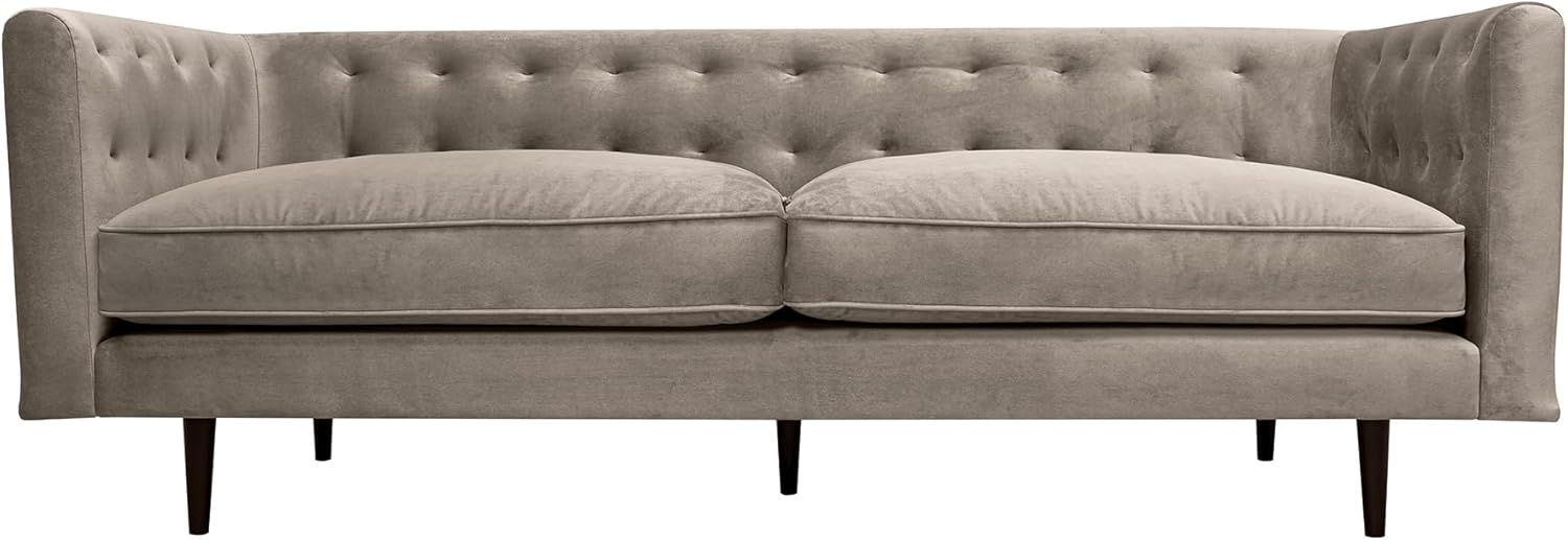 Amazon.com: Armen Living Annabelle 80&quot; Modern Fossil Gray Velvet Sofa ... in Annabelle 80&quot; Fossil Gray Velvet Sofa With Black Wood Legs