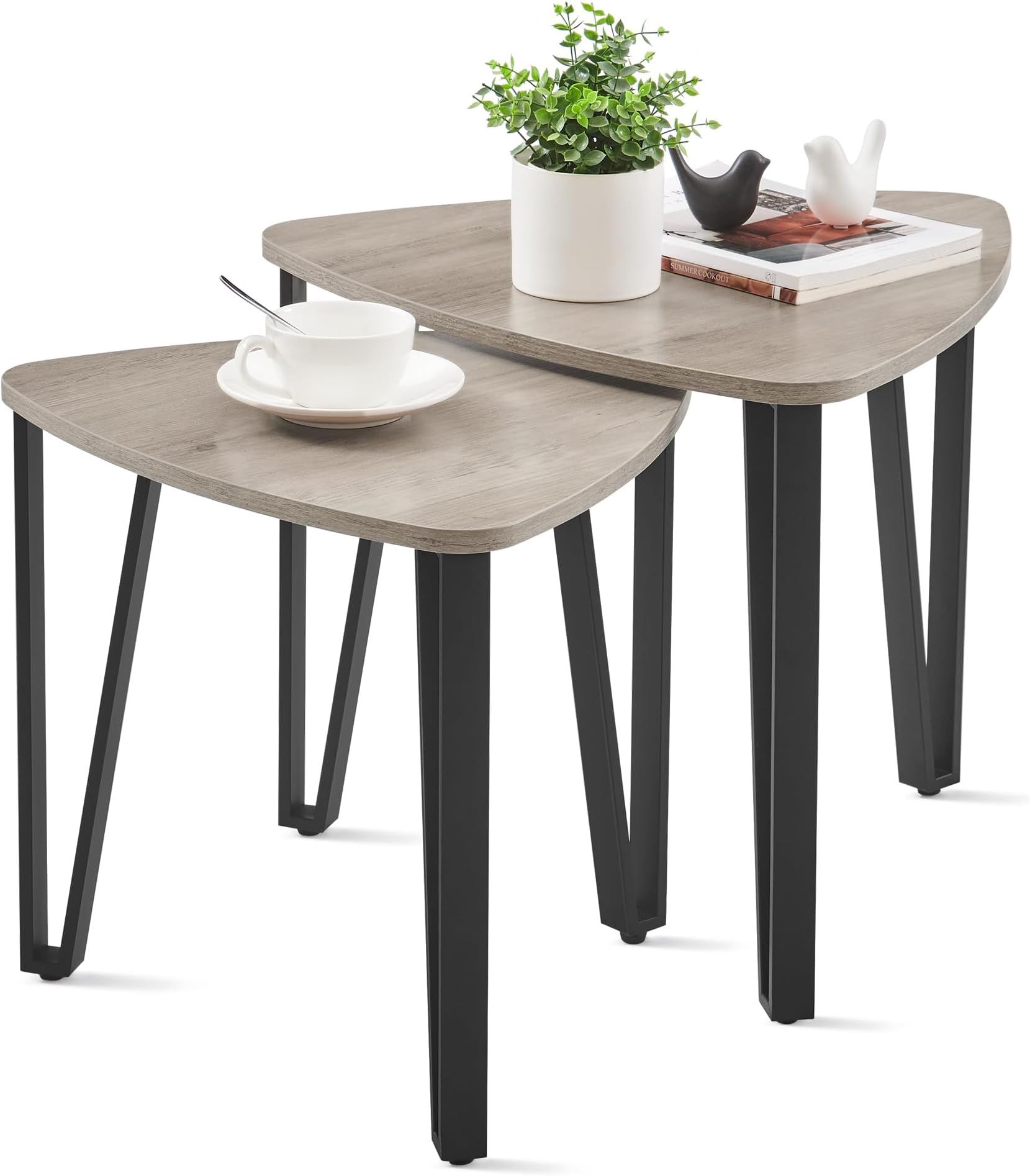 Amazon.com: Babion Nesting Tables Set Of 2, Round Nesting Coffee Table ... in Maximizing Space Exploring the Advantages of Drift Nesting Coffee Tables