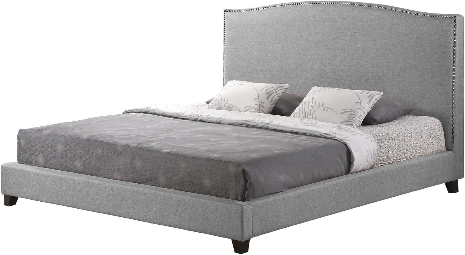 Amazon.com: Baxton Studio Aisling Fabric Platform Bed, King, Gray ... within