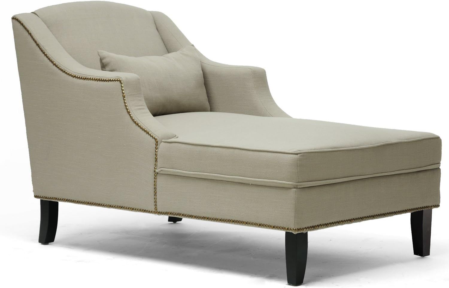 Amazon.com: Baxton Studio Asteria Putty Linen Modern Chaise Lounge ... in Caring for Your Baxton Studio Giselle Ensuring Longevity and Beauty
